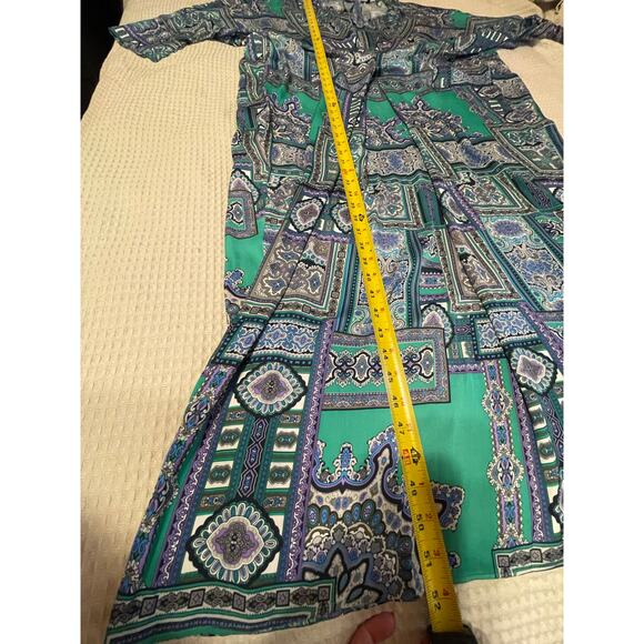 IMAN Mid Century Modern Boho Blue Purple & Black Glam Maxi Swim Coverup Small - Picture 7 of 9